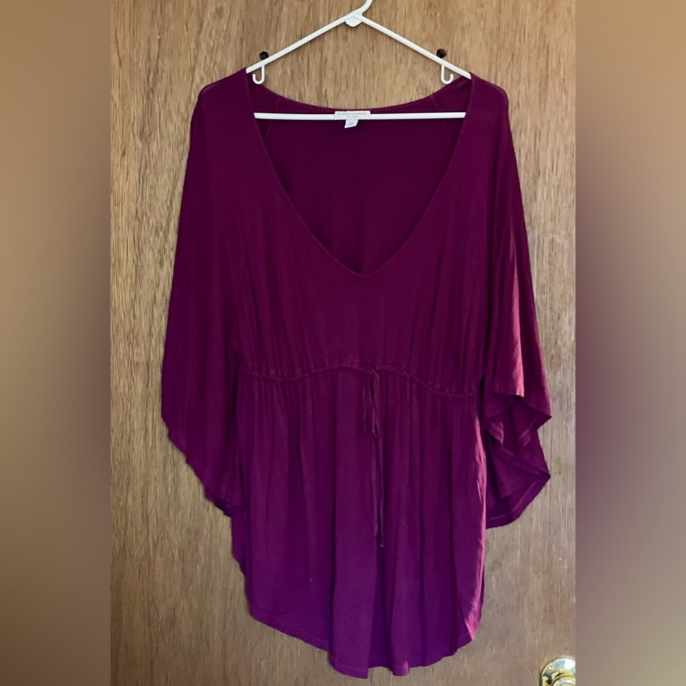 Liz Lange Maternity Target Tunic Top XXL Magenta Purple V-Neck Butterfly Sleeve